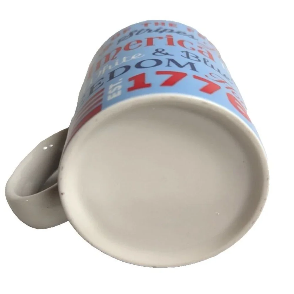 Patriotic Coffee Mug United We Stand USA Stoneware Red White Blue Drinkware Gift